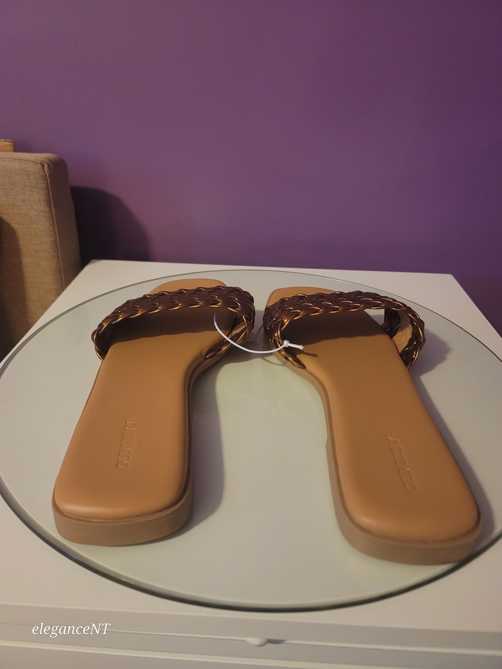 Old Navy Metallic Bronze Woven Slide Sandals - Women Sz: 11 NWT - Picture 7 of 8